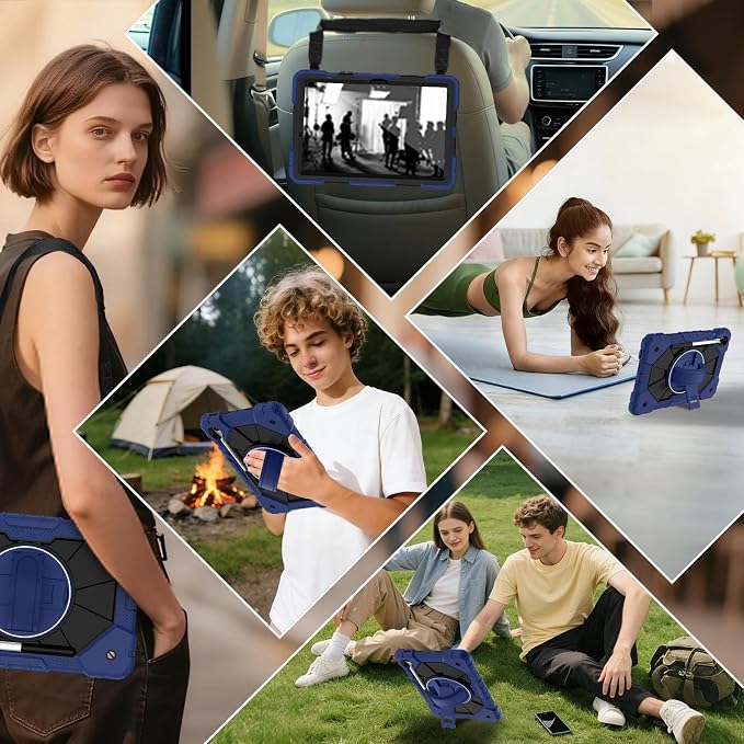 Case for Samsung Galaxy Tab S10 Lite/S10 FE/S9 FE /S9 Tablet Case 10.9/11 Inch with Rotate Stand &amp Hand Strap Screen Protector Pen Holder for Galaxy Tab S10 FE Cases Black