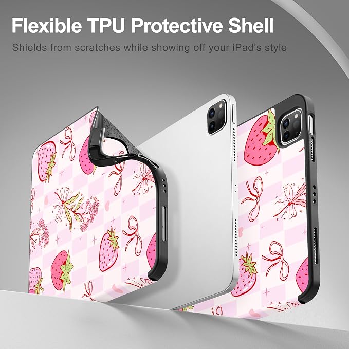 May Chen Case for iPad Pro 11 inch (4th 3rd 2nd &amp 1st Gen) 2022 2021 2020 2018 Trifold Stand + Pencil Holder + Auto Wake/Sleep + Soft TPU Protective Stand Back Cover Abstract Floral