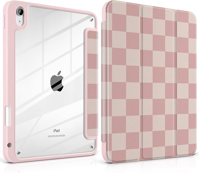 Case for iPad (A16) 11th Generation 11 inch 2025 /iPad 10th Gen 10.9 2022 - Aesthetic Cute Preppy Design Trifold Cover with Soft TPU Bumper Clear Back Auto Sleep/Wake Waves