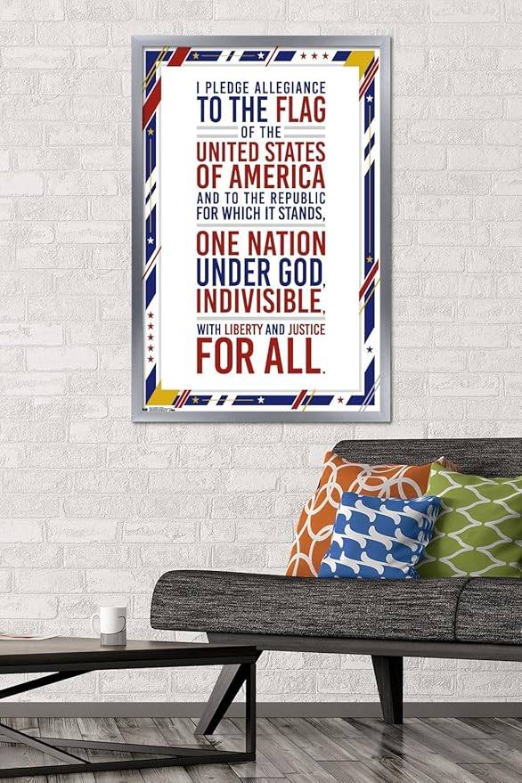 Trends International The United States Of America - Pledge Of Allegiance Wall Poster, 22.375" x 34", Silver Framed Version