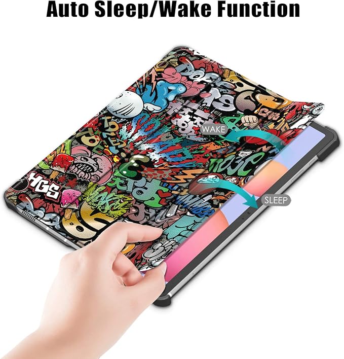 Case for Samsung Galaxy Tab S8 Plus 12.4 2022/S7 FE 2021/S7 Plus 2020 (SM-X800/X806/T730/T733/T736/T738/T970/T975/T976) Lightweight Tri-Fold Stand Thin Cover Auto Wake/Sleep Almond Blossom