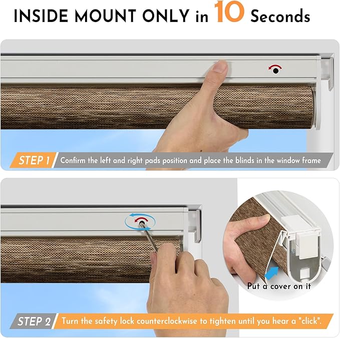 Persilux Smart Motorized Blinds with Remote, No Drill Automatic Roller Shades for Indoor Windows, Light Filtering Linen Fabric, Electric Blinds for Windows, Nature Brown C25-11, Custom Size