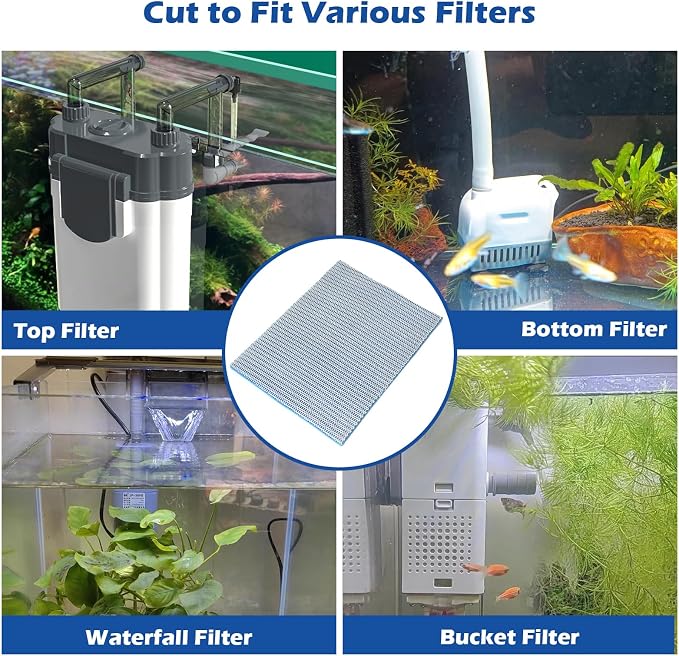 8 Layer Aquarium Filter Media Pad, 15.7 x 11.8 in Washable Cuttable Filters