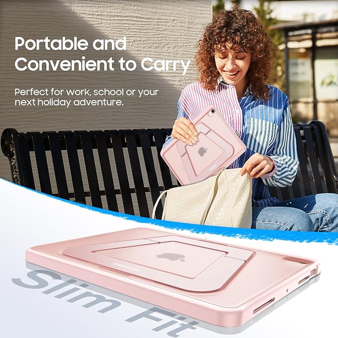 Fintie Shockproof Case for iPad Air 11-inch &amp iPad Air 5th/4th Gen 10.9 in | Slim Frosted Hard Back Cover Multi-Angle Viewing Built-in Kickstand &amp Pencil Holder Anti-Scratch Black