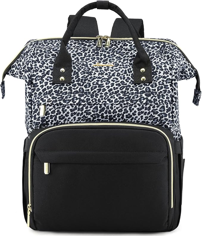 LOVEVOOK College Laptop Backpack, 15.6 Inch Travel Backpack for College, Waterproof Work Backpack Woman for Teacher Nurse Anti-theft Travel Back Pack, Gifts for Women, Grey Leopard