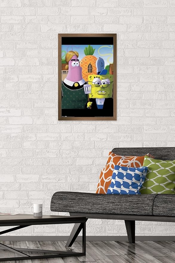 Trends International Nickelodeon Spongebob - American Gothic Wall Poster, 14.725" x 22.375", Bronze Framed Version
