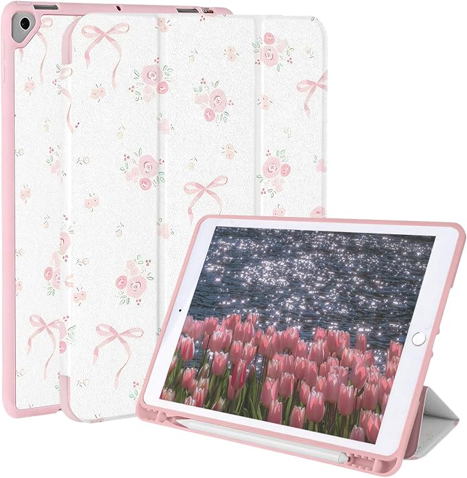 Case for iPad 9th/ 8th/ 7th Generation Case 10.2&amp10.5 Inch (2021/2020/2019 Release) Slim Lightweight Soft Trifold Back Cover with Pencil Holder &amp Auto Sleep/Wake CoverBeige Checkered