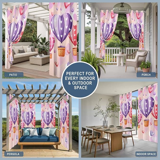 Hot Air Balloons Waterproof Outdoor Curtains