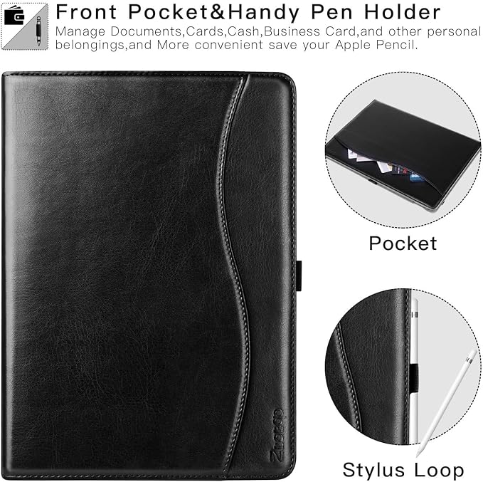 ZtotopCases for iPad 6th/5th Generation 9.7 Inch 2018/2017 iPad Air 2 &amp 1 Case Premium PU Leather Business Folding Cover with Auto Wake/Sleep Multiple Viewing Angles for iPad Air 2nd/1st Gen Bl