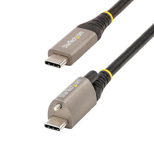 StarTech 20in/50cm Side Screw Locking USB-C Cable USB 10Gbps 100W PD | USB-C to USB-C 8K 60Hz/4K 144Hz Thunderbolt 3 Compatible M2 Screw TPE Jacket