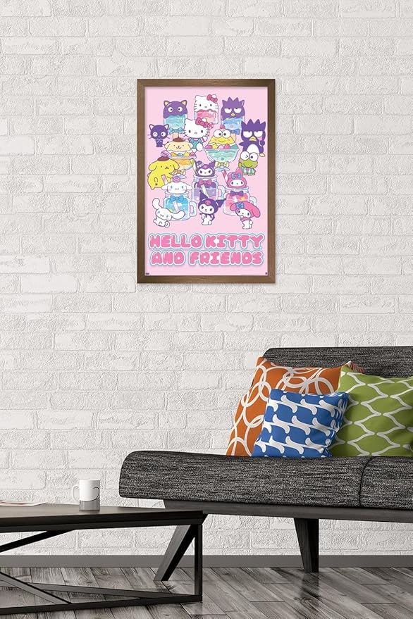 Trends International Hello Kitty and Friends: 24 Summer Fresh - Group Wall Poster, 22.4L x 14.7W, Bronze Framed Version