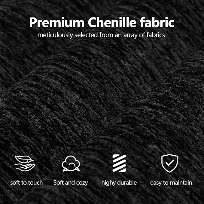 111" Modular Sectional Couches Luxury Modern Curved Back Sofa,Minimalist Comfy L-Shape Boneless Cloud Couch for Living Room Apartment,(Left Facing Chaise,Black)