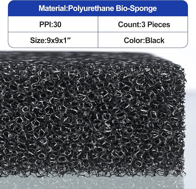 Tondiamo 3 Pieces Aquarium Sponge Filter Pad Media Cut to Fit Foam