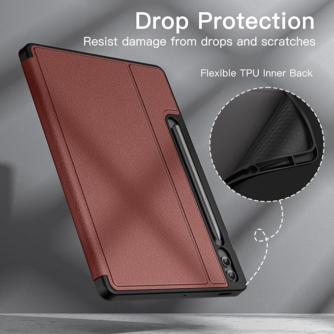 JETech Case for Samsung Galaxy Tab S9 FE+ / S9 FE Plus 12.4-Inch with S Pen Holder Slim Folio Stand Protective Tablet Cover Multi-Angle Viewing (Black)