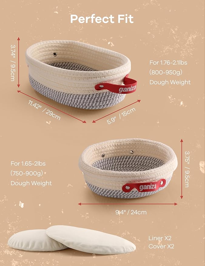 Ganiza 22-Piece Sourdough Proofing Basket Gift Set, Natural Cotton Rope