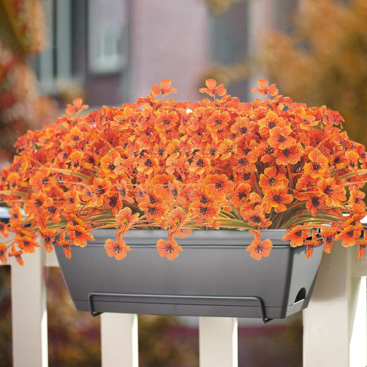 Grunyia Artificial Fall Flowers for Outdoors, 20 Bundles Faux Plants No Fade Plastic Shrubs Autumn Decor Farmhouse Home Garden Thanksgiving (Fall Red)