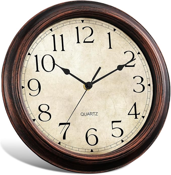 KECYET Wall Clock Battery Operated Vintage Silent Non-Ticking Analog Wall Clocks 8.5 Inch Small Retro Clock Decorative for Kitchen Bathroom Bedroom Home Office (Bronze)