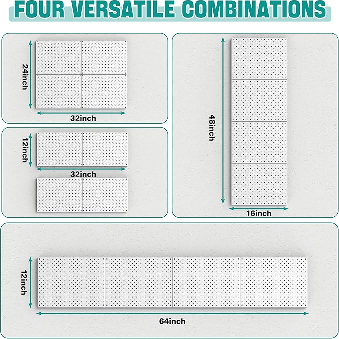 EVERHANGER Metal Pegboard Panels, Heavy Duty Pegboard Wall Organizer, Garage Wall Panels, Tool Storage Organization, 12"X16", 2pcs, Gray
