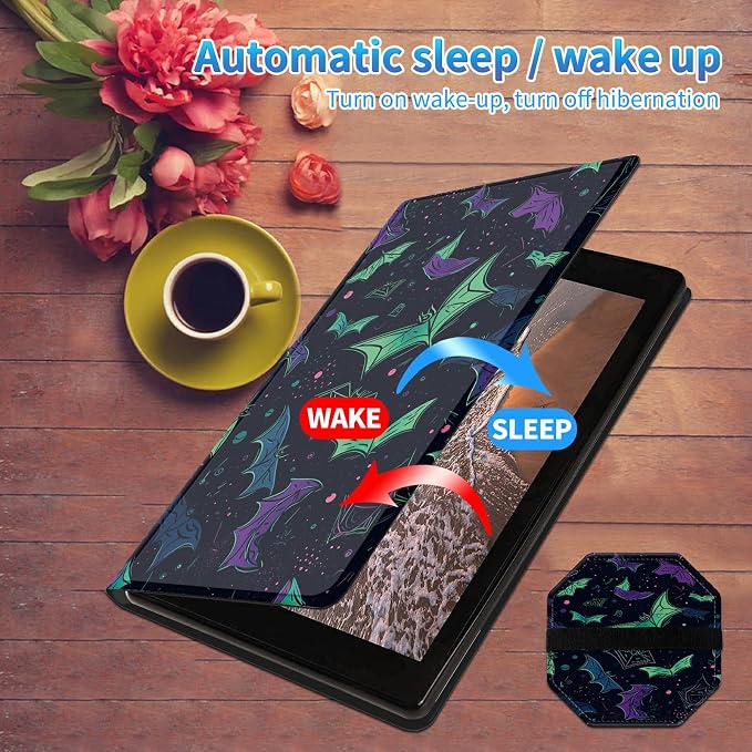 for All-New Kindle Fire HD 10 &amp 10 Plus Tablet (13th/11th Gen 2023/2021 Release) 10.1 + Screen Clean Pad Slim PU Leather Multi-Angle Kickstand Cover with Auto Wake/Sleep Horse with US Flag