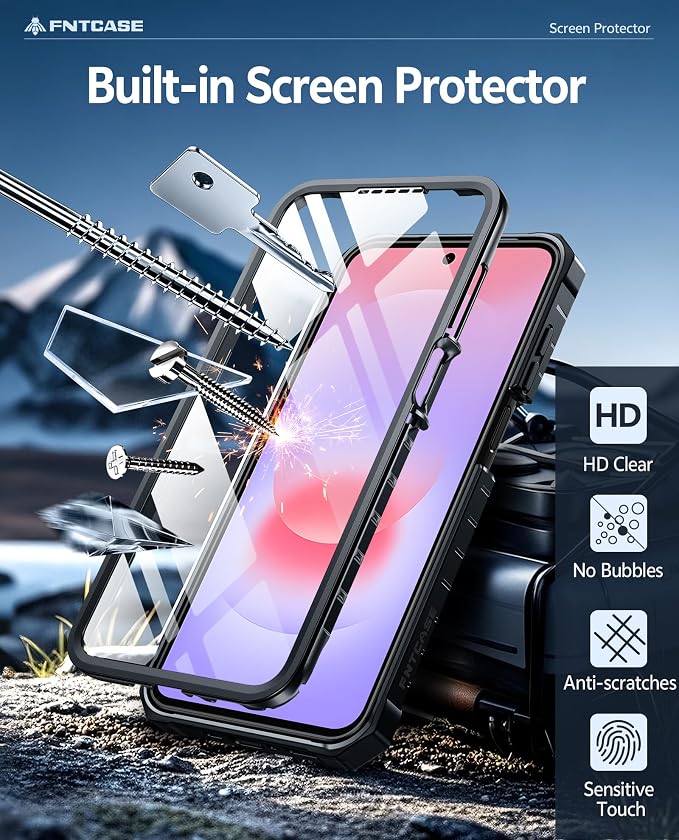 FNTCASE for 11 Pro XL Case Rugged Kickstand 2 Front Frames Black | Built-in Screen Protector 20FT Military-Grade Drop Protection Rugged Heavy Duty Shockproof Full Body Protective Cover
