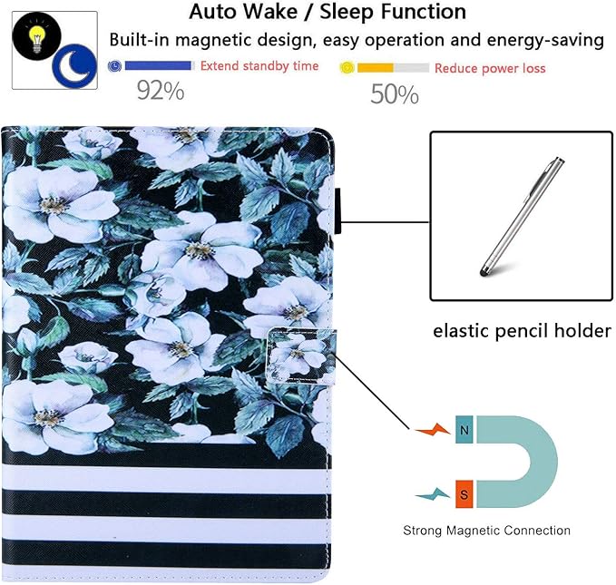 for Apple iPad 10.2 Case 9th/8th/7th Generation Cover (2021/2020/2019) with Auto Wake/Sleep Ultra Thin Lightweight Trifold Stand Folio PU Leather &amp Hard Back Hybrid Cover Almond Blossom