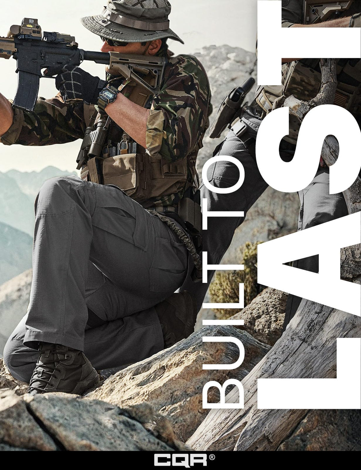 CQR Men's Tactical Pants, Water Resistant Ripstop Cargo Pants, Lightweight EDC Work Hiking Pants, Outdoor Apparel, Raider Charcoal, 40W x 30L
