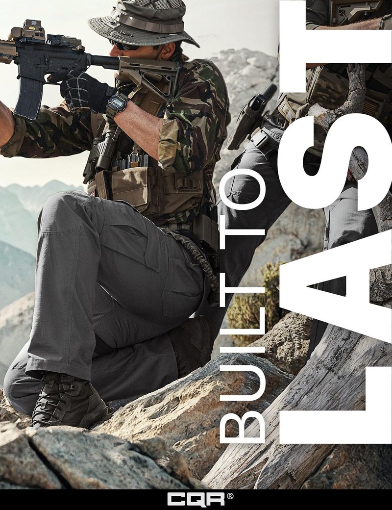 CQR Men's Tactical Pants, Water Resistant Ripstop Cargo Pants, Lightweight EDC Work Hiking Pants, Outdoor Apparel, Raider Charcoal, 42W x 30L