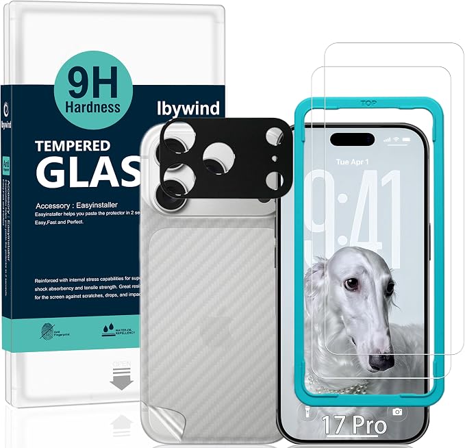 Ibywind for iPhone 17 5G Screen Protector2 Pack9H Hardness Tempered Glass and Camera Lens Protectorwith Alignment FrameFull CoverageBubble FreeFingerprint UnlockScratch Resistant