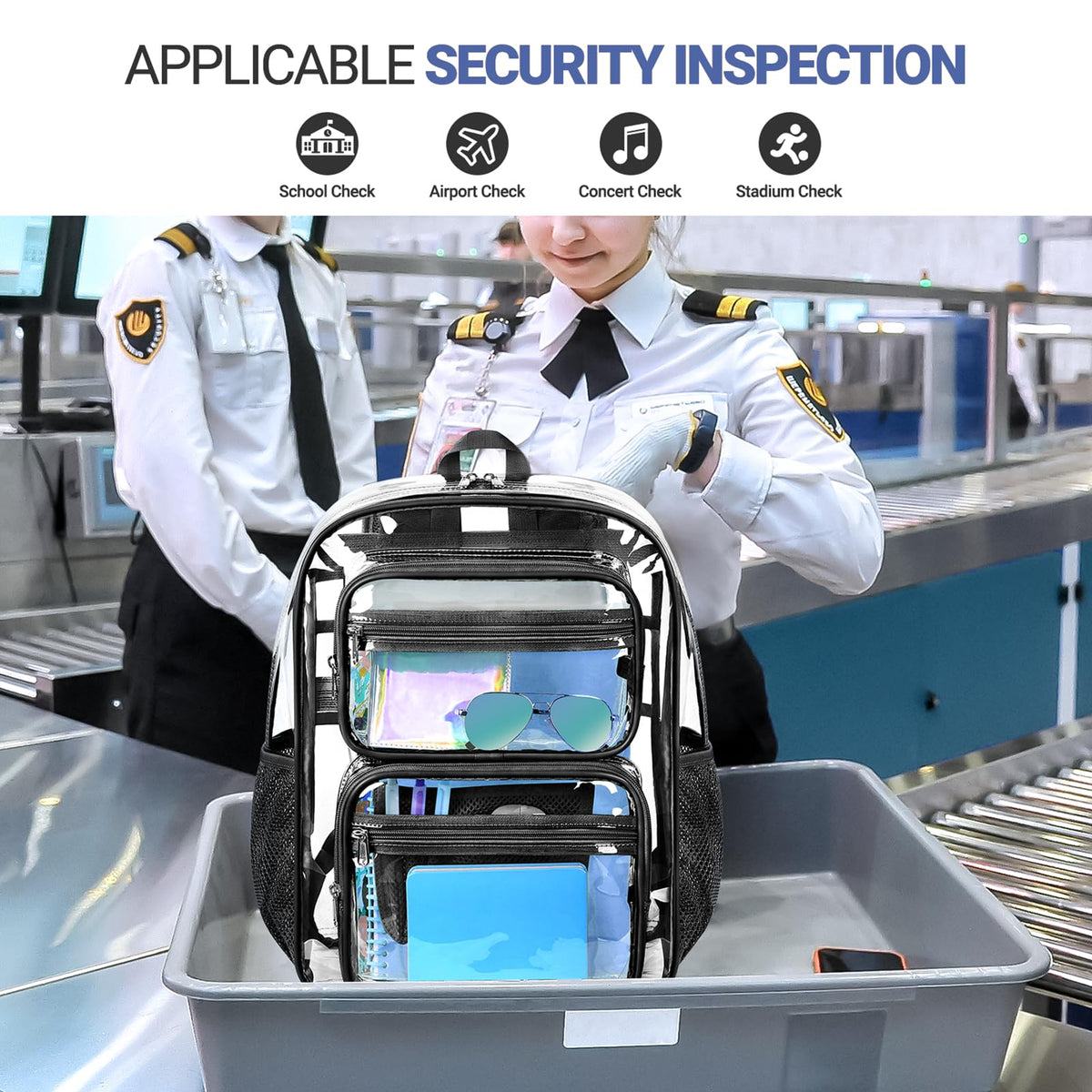ZORFIN Heavy-Duty Clear Backpack for School and Work, Large Transparent Bag with Reinforced Straps