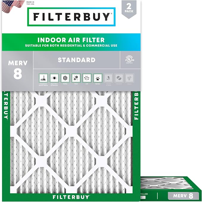 Filterbuy 18x21x1 Air Filter MERV 8 Essential Dust & Allergy Defense,