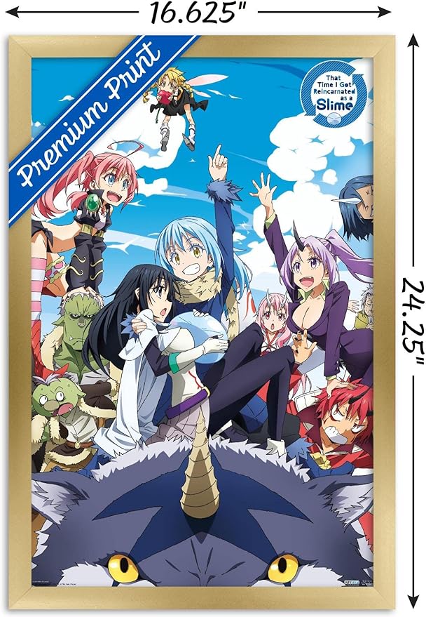 Trends International That Time I Got Reincarnated As A Slime - Group Wall Poster, 14.725" x 22.375", Gold Framed Version