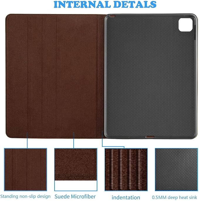 Gexmil Genuine Leather Case for iPad pro 11 Inch 2022/2021 4th/3rd Gen iPad Pro 11 2020/2018 Cover 2nd/1st Gen. CoverReal Leather Cowhide ShockproofFloral Pattern | Genuine Leather Cover for iPad P