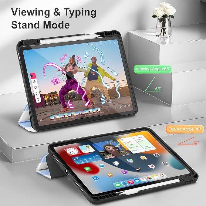 Tuiklol for iPad Pro 11 Inch 4th / 3rd / 2nd / 1st Gen Case 2022 2021 2020 | 2018 Build-in Pencil Holder with Stand TPU Back Cover &amp Trifold Stand &amp Auto Wake/Sleep Tablet Case Black Cat