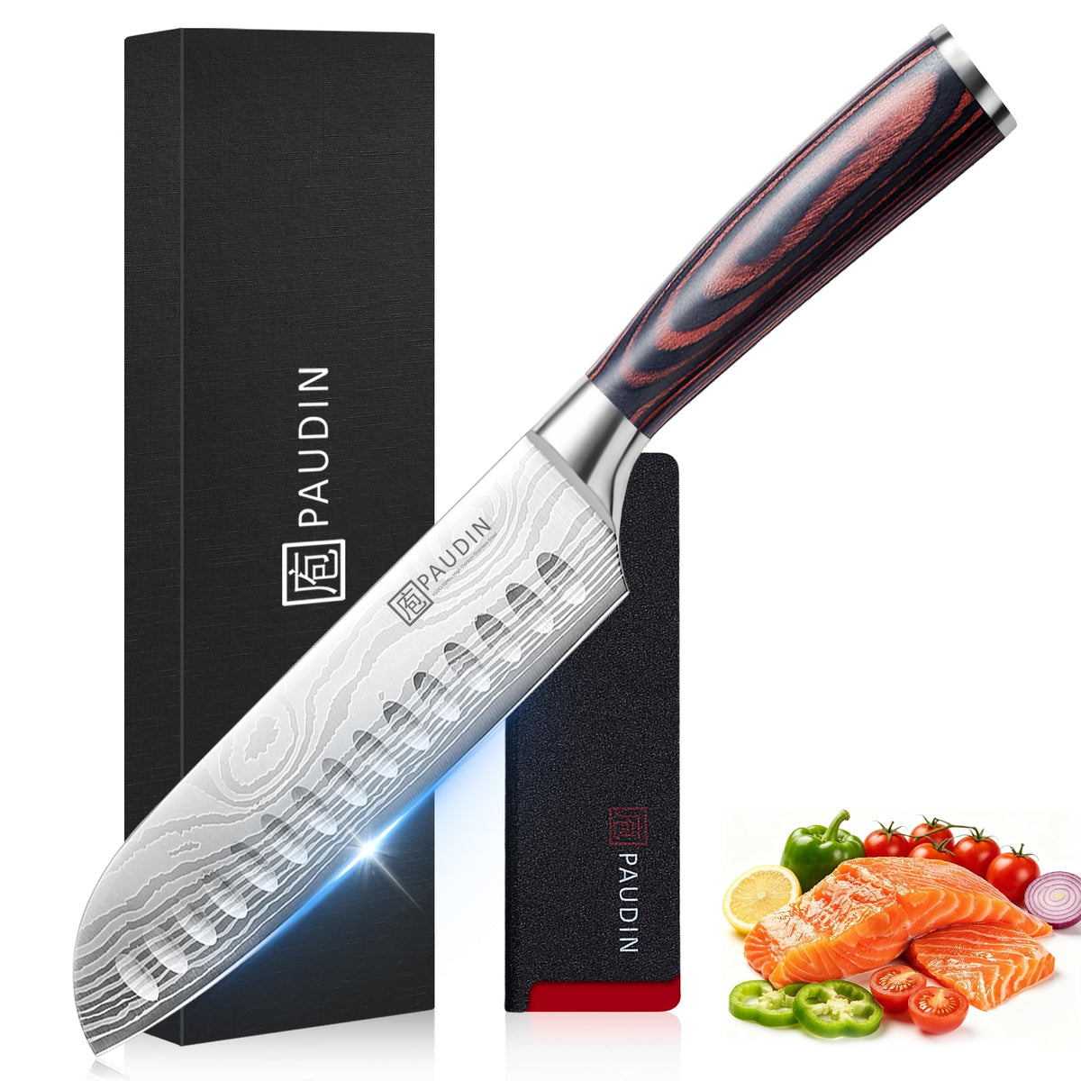 PAUDIN Utility Knife, 5 Inch Damascus Chef Knife