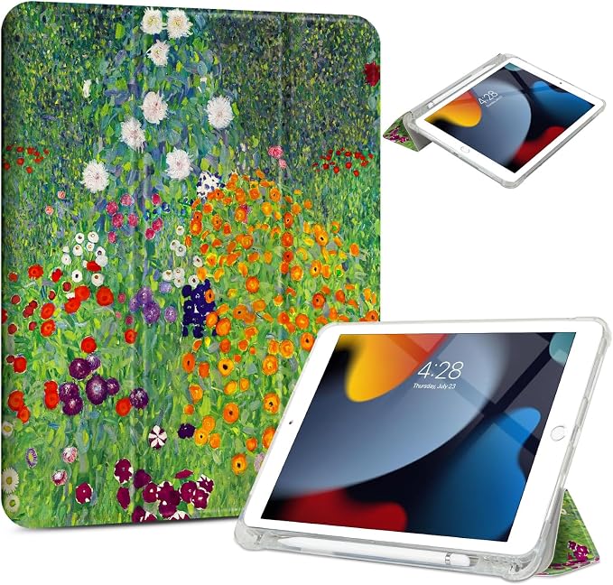 Vimorco for iPad 5th/6th Generation Case 9.7 Inch 2017/2018 for iPad Air 1/2 Case 2013/2014 Pencil Holder/2 Viewing Stands/Typing Stand/Slim Cover for iPad 5/6 Gen Blue Flower Floral