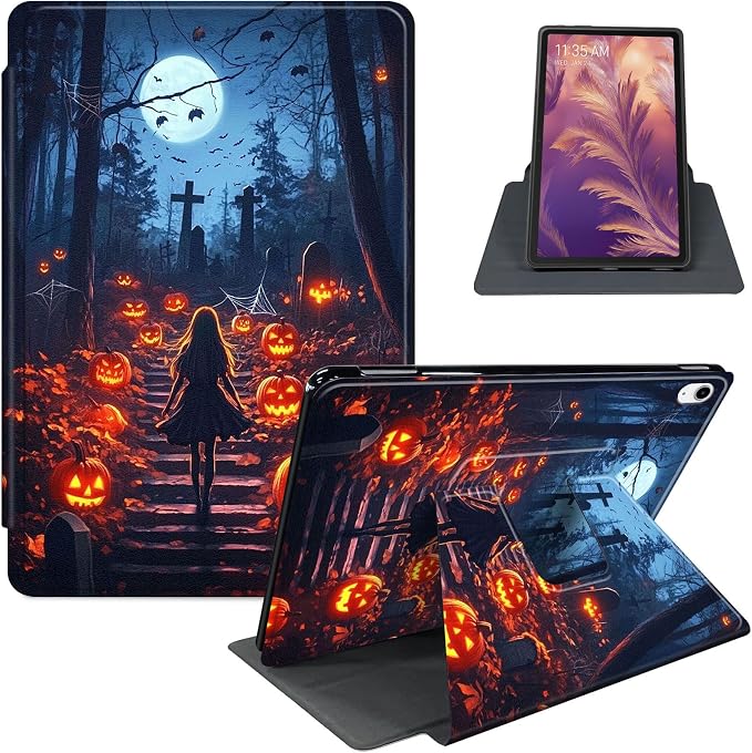 for iPad 11th Generation (A16 2025) 11 / iPad 10th Gen 10.9 2022 Case 360° Rotating PU Leather Stand Cover with Auto Sleep/Wake Shockproof TPU Backl Raccoon Perched