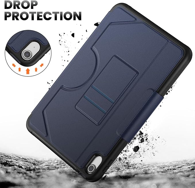 Case for iPad (A16) 11th/10th Generation 11''/10.9'' 2025/2022: Shockproof Protective Case with Hand/Shoulder Strap Pencil Holder Rotate Stand Screen Protector Black