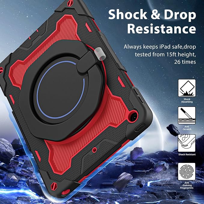 for iPad 9th 8th 7th Generation Case(iPad 10.2 inch) for Kids | 15ft Drop Protection Rugged with 360 Kickstand Handle Shoulder Strap，HD Screen Protector，Shockproof (2021/2020/2019 Release)