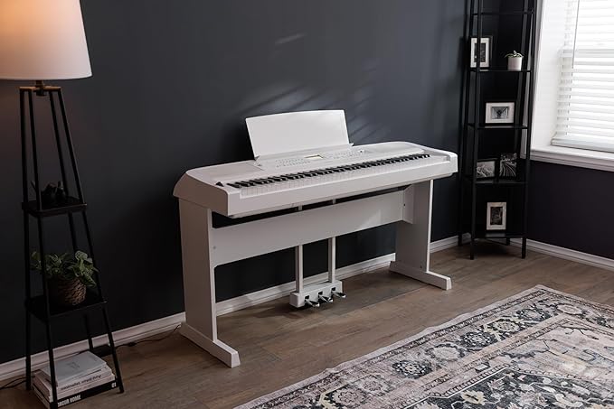 Yamaha DGX-670WH, 88-Key Weighted Digital Piano with Sustain Foot Switch and Music Rest, White - Furniture Stand Sold Separately