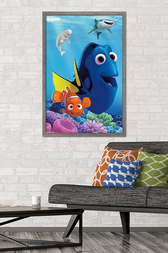 Trends International Disney Pixar Finding Dory - Dory Wall Poster, 22.375" x 34", Barnwood Framed Version