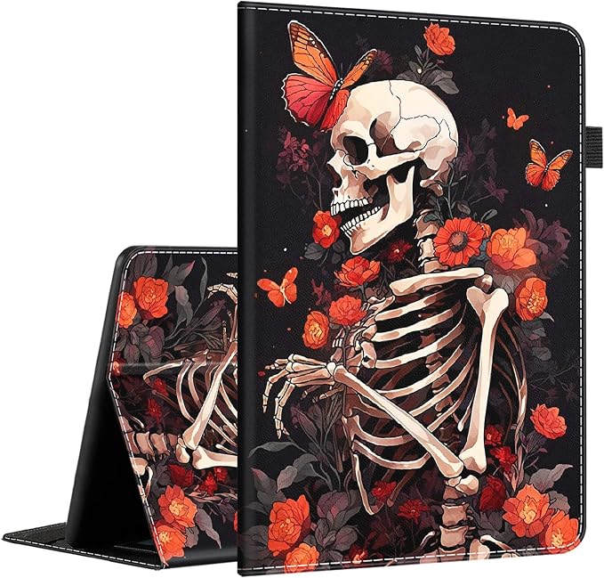 Case for Amazon Kindle Fire Max 11 Case (13th Gen 2023 Release) 11，Slim Fit Foldable Standing Cover Case with Auto Sleep/Wake for Fire 11 Max Tablet，Skull and Fire