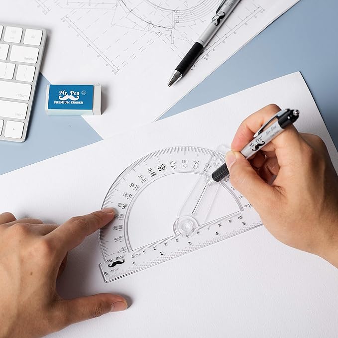 Mr. Pen- Plastic Protractor with Swing Arm, 3 Pack, 6 Inch, Clear Protractors for Geometry Classroom Student School & Office Supplies, Swing Arm Math Protractors 180 Degrees
