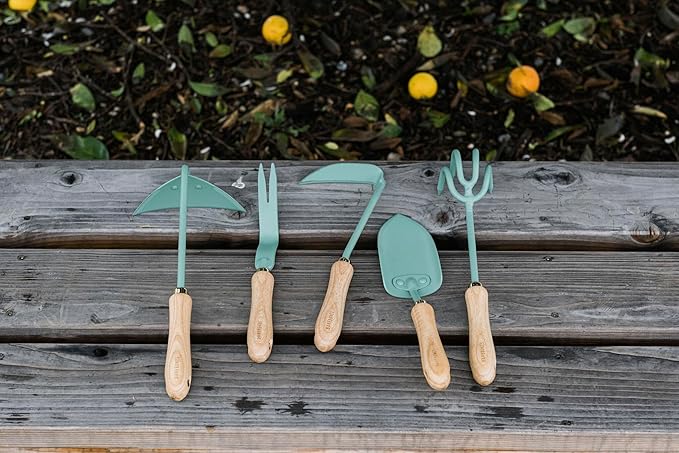 Barebones Cultivator - Weed Remover Tool - Garden Rake and Weeding Tool for Yard Work - Stainless Steel Cultivator for Raking Soil (Ash/Mint)