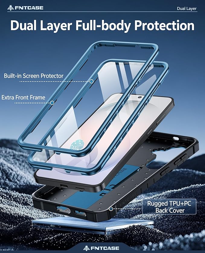 FNTCASE for 11 Pro XL Case Rugged Kickstand 2 Front Frames Black | Built-in Screen Protector 20FT Military-Grade Drop Protection Rugged Heavy Duty Shockproof Full Body Protective Cover