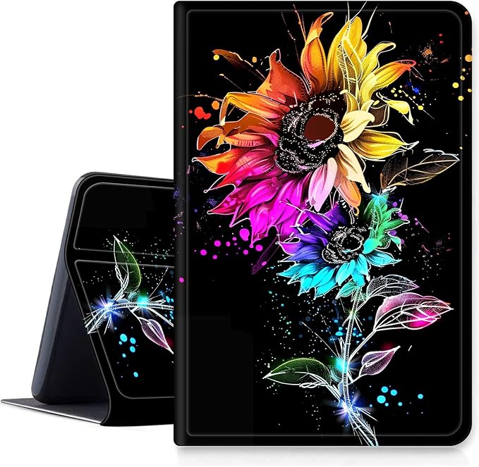 DIGTIALLL Case for Amazon Kindle Fire 7 Inch Tablet (9th/7th/5th Generation 2019/2017/2015 Release) PU Leather Smart Protective Cover with Auto Sleep/WakeBeach Palm Trees