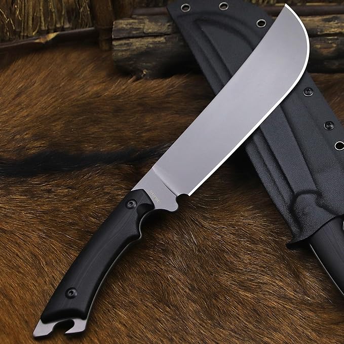 BA-KOR 14.1-inch full tang (9CR18MOV) Survival Machete + K-type sheath and 5.9-inch cerium-powered igniter. Suitable for outdoor hunting, camping, obstacle clearance, barbecuing, fishing, kitchen cutting for daily carry (EDC), and as a gift.