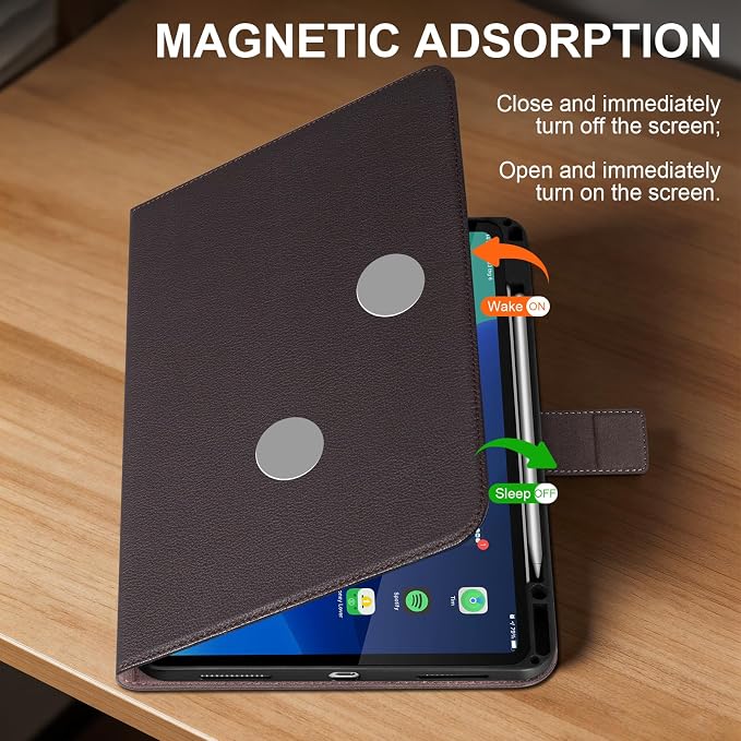 Leather Case for iPad 11th/10th Gen (11/10.9) Black | Genuine Leather Pencil Holder Adjustable Stand Magnetic Closure Auto Wake/Sleep