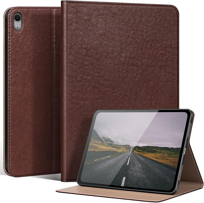Leather Case for iPad Air 11 M2/M3/M4 &amp 10.9 4th/5th Gen Black | 2024-2026 2020/2022 Protective Shockproof Smart Cover Adjustable Stand Auto Wake/Sleep and Multiple View Angles