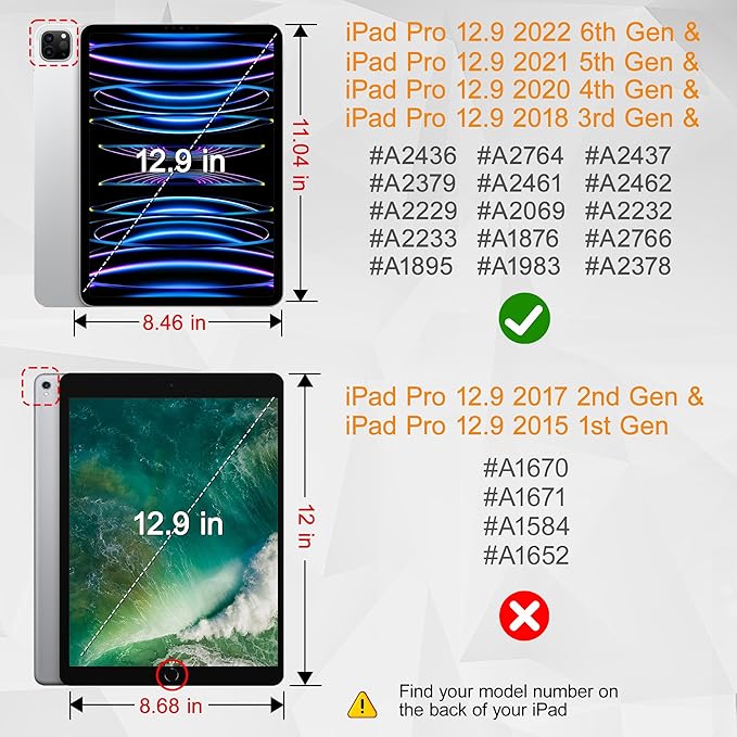 Case for iPad 12.9 Inch (6th/5th/4th/3rd Generation 2022/2021/2020/2018) Pencel Holder + Trifold Support Auto Sleep/Wake Transparent Shockproof Back Cover Abstract Floral SD163