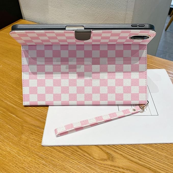 Checkered Case for iPad (A16) 11th Generation 11 Inch (2025) iPad 10th Generation 10.9 Inch (2022) with Pencil Holder (Black)